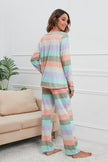 Striped Round Neck Long Sleeve Top and Drawstring Pants Lounge Set - Premium   - Just $53.95! Shop now at LACEDUPED