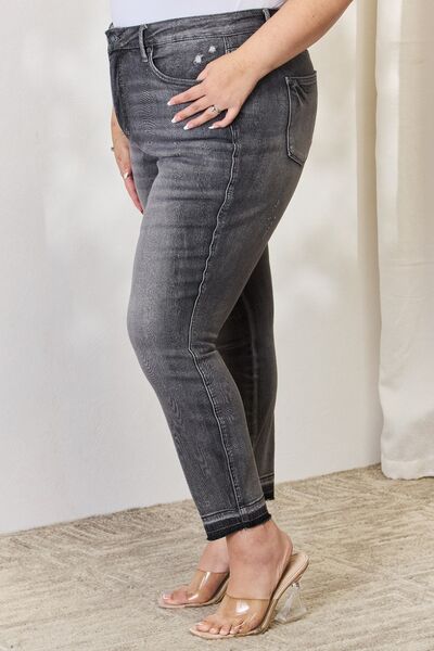 Judy Blue Full Size High Waist Tummy Control Release Hem Skinny Jeans - Premium   - Just $93.95! Shop now at LACEDUPED