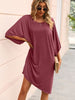 Round Neck Three-Quarter Sleeve Tee Dress - Premium   - Just $32.95! Shop now at LACEDUPED