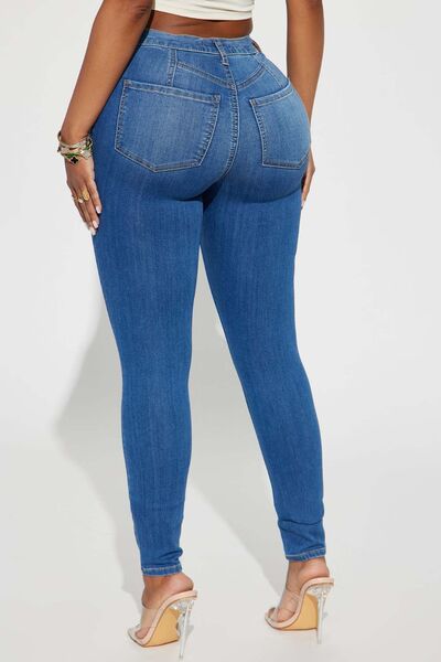 Distressed Buttoned Jeans with Pockets - Premium   - Just $59.95! Shop now at LACEDUPED