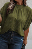 Plus Size Swiss Dot Tied Mock Neck Blouse - Premium   - Just $33.95! Shop now at LACEDUPED