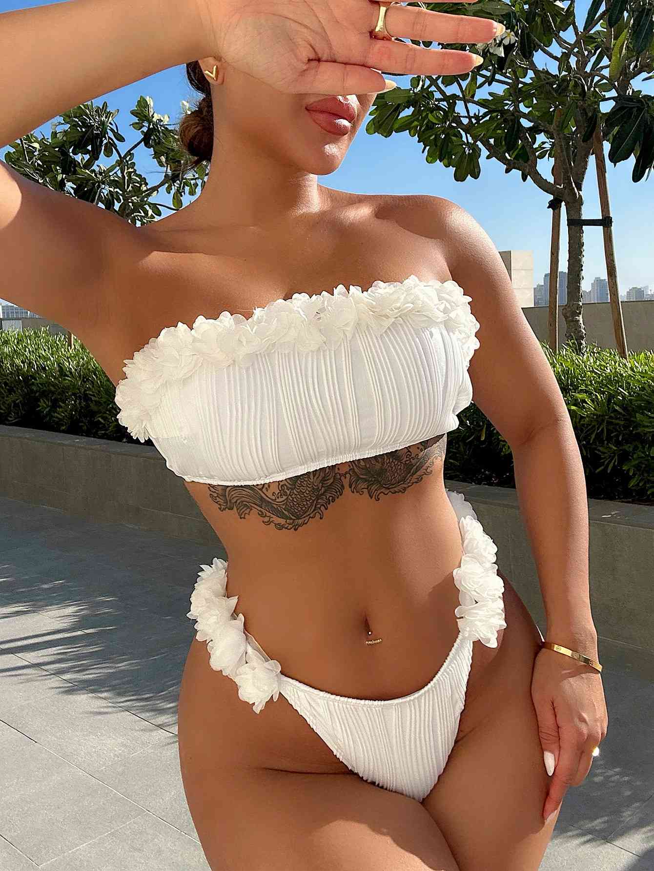 Applique Tie Back Two-Piece Bikini Set - Premium   - Just $34.95! Shop now at LACEDUPED