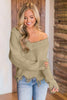 Frayed Hem Dropped Shoulder Sweater - Premium   - Just $43.95! Shop now at LACEDUPED