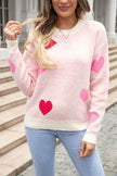 Heart Round Neck Droppped Shoulder Sweater - Premium   - Just $53.95! Shop now at LACEDUPED