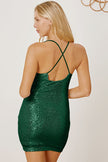 Sequin Spaghetti Strap Mini Wrap Dress - Premium   - Just $39.95! Shop now at LACEDUPED