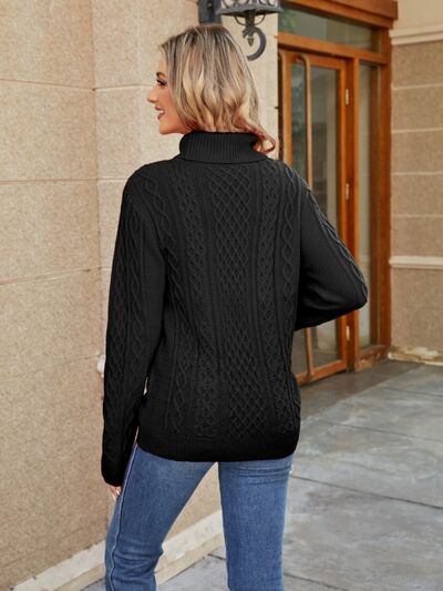 Cable-Knit Mock Neck Sweater - Premium   - Just $55.95! Shop now at LACEDUPED