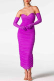 Rhinestone Trim Sweetheart Neck Slit Ruched Dress - Premium   - Just $171.95! Shop now at LACEDUPED