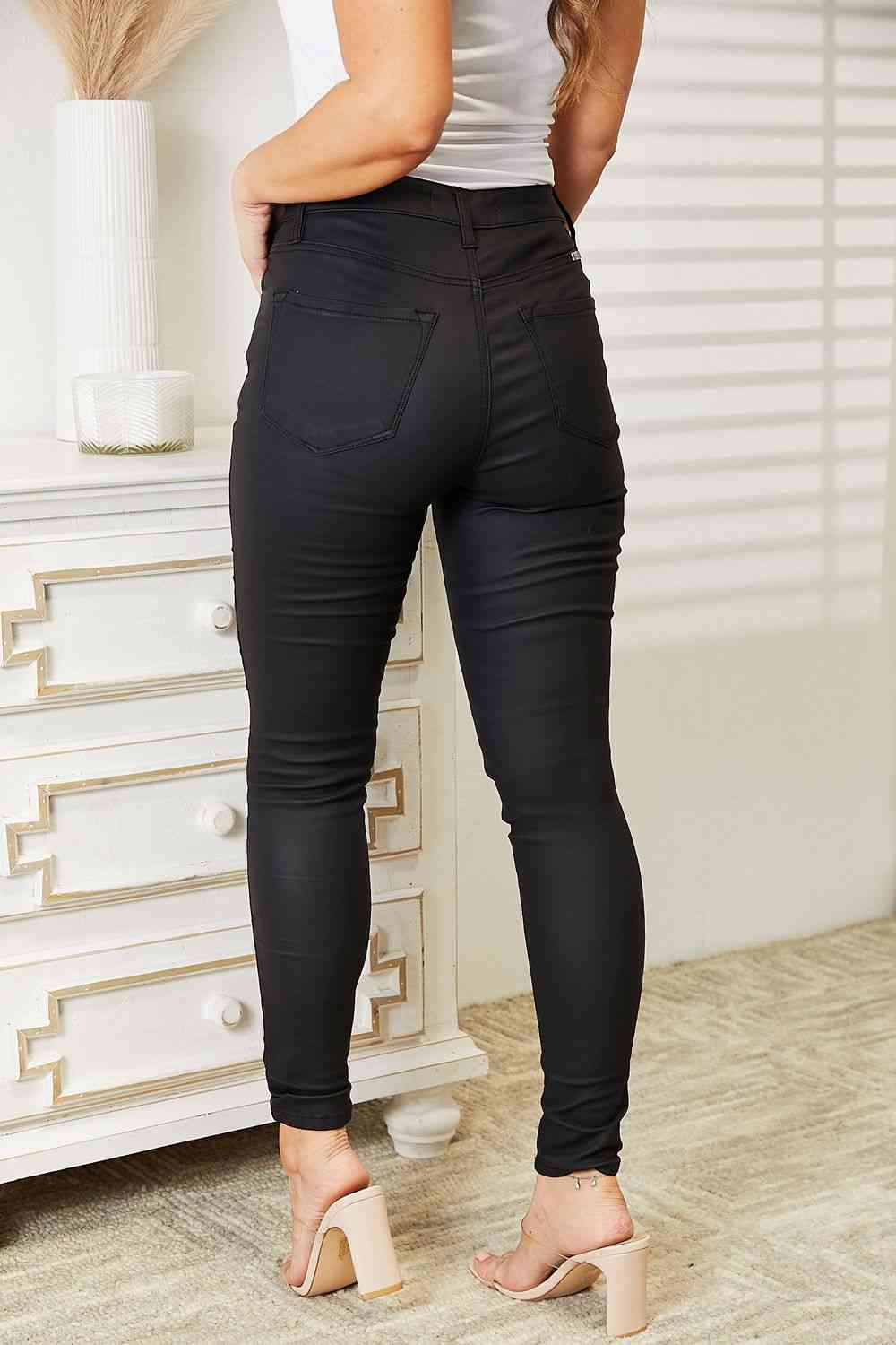 Kancan Full Size High Rise Black Coated Ankle Skinny Jeans - Premium   - Just $97.95! Shop now at LACEDUPED