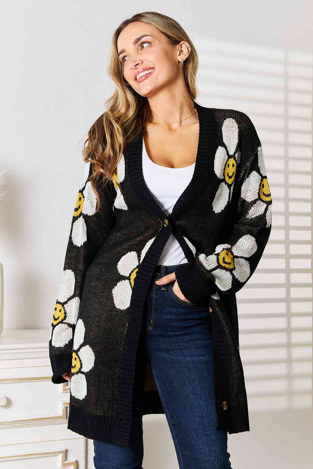 Double Take Floral Button Down Longline Cardigan - Premium   - Just $50.95! Shop now at LACEDUPED