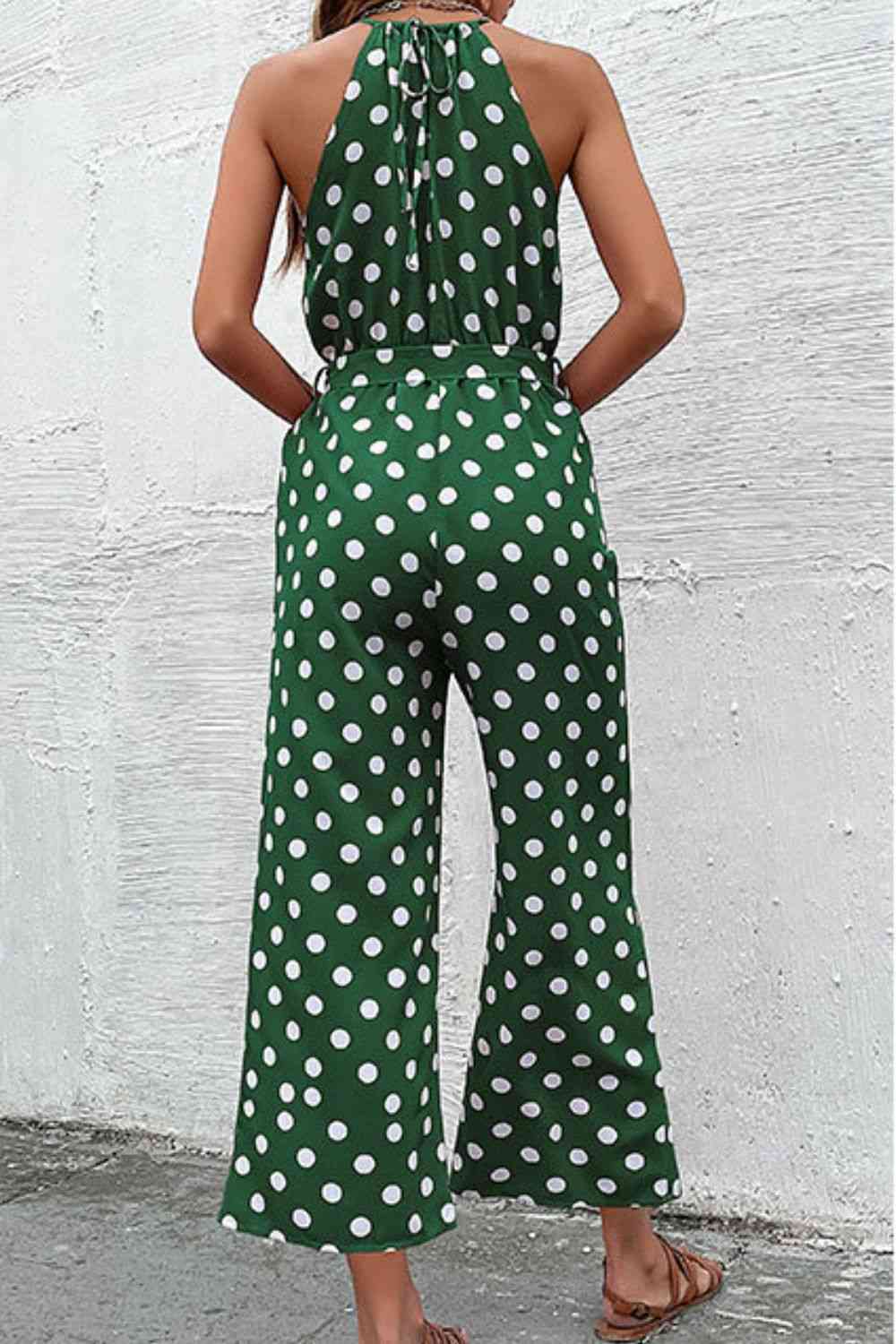 Polka Dot Grecian Wide Leg Jumpsuit - Premium   - Just $43.95! Shop now at LACEDUPED