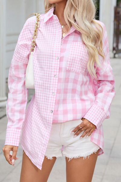 Pocketed Plaid Dropped Shoulder Shirt - Premium   - Just $49.95! Shop now at LACEDUPED