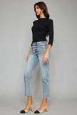 Kancan High Waist Button Fly Raw Hem Cropped Straight Jeans - Premium   - Just $79.95! Shop now at LACEDUPED