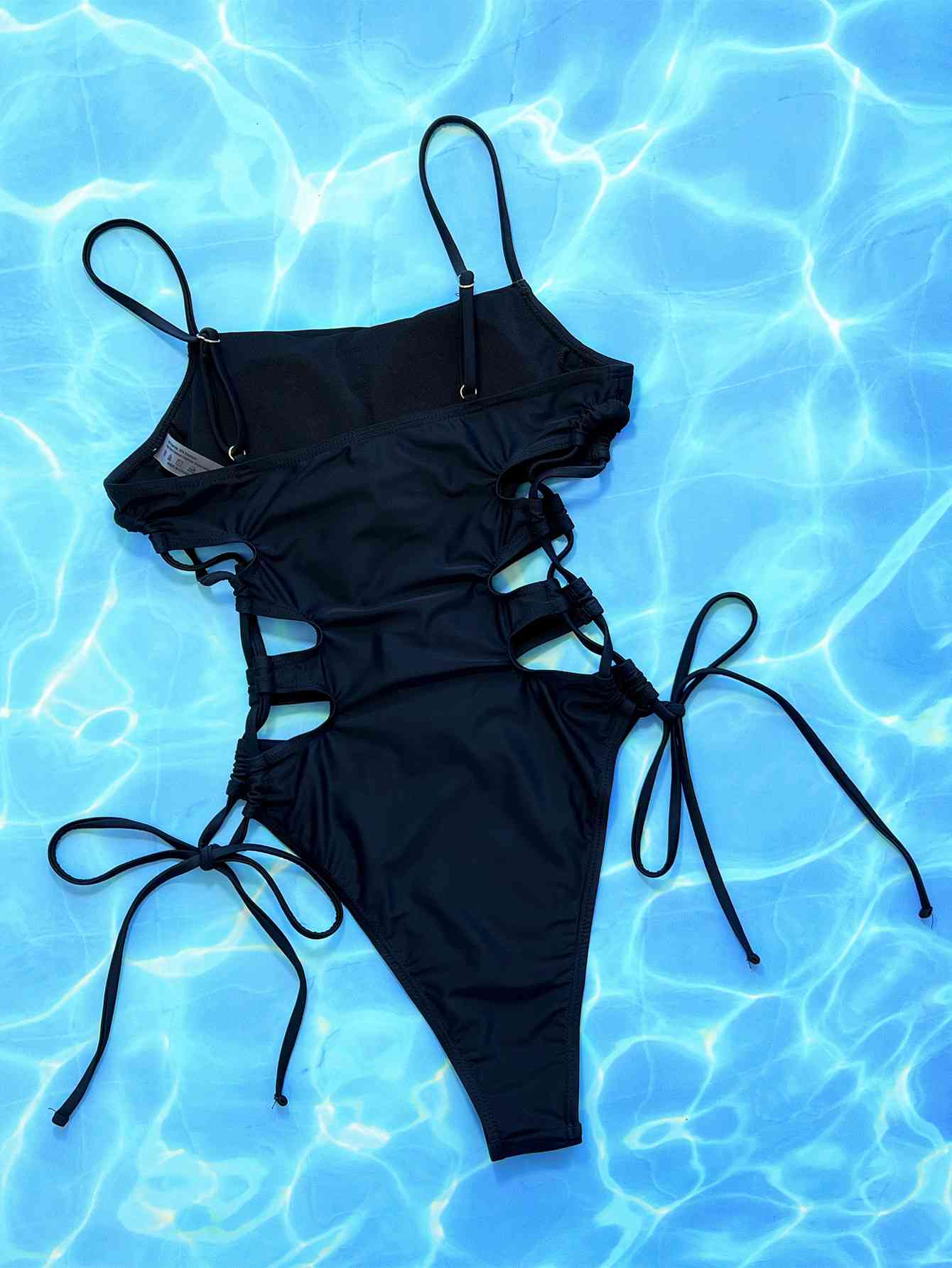 Cutout Lace-Up Spaghetti Strap One-Piece Swimsuit - Premium   - Just $34.95! Shop now at LACEDUPED