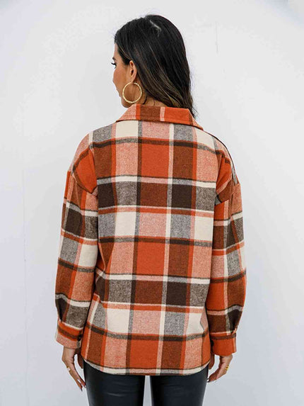 Plaid Button Up Collared Neck Jacket - Premium   - Just $42.95! Shop now at LACEDUPED