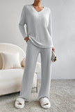 Ribbed V-Neck Top and Pants Set - Premium   - Just $62.95! Shop now at LACEDUPED