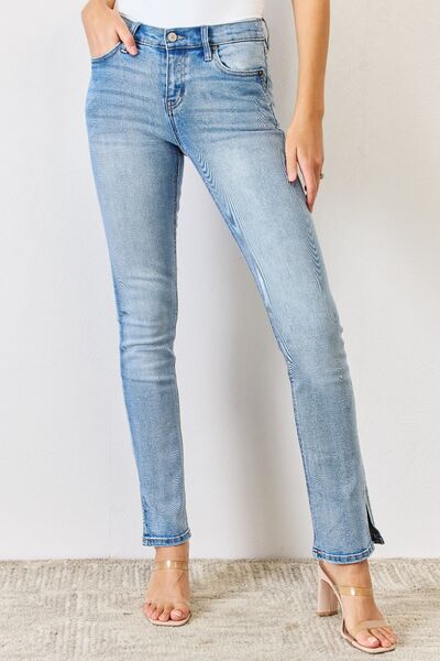 Kancan Full Size Mid Rise Y2K Slit Bootcut Jeans - Premium   - Just $105.95! Shop now at LACEDUPED