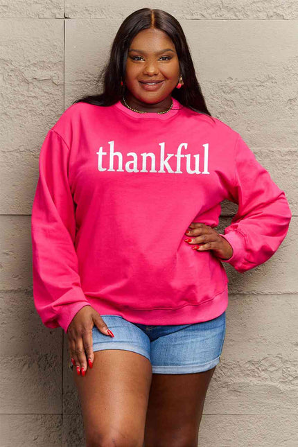 Simply Love Full Size THANKFUL Graphic Sweatshirt - Premium   - Just $48.95! Shop now at LACEDUPED