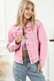 Pocketed Button Up Collared Neck Denim Jacket - Premium   - Just $91.95! Shop now at LACEDUPED