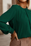 Button Up Round Neck Long Sleeve Shirt - Premium   - Just $39.95! Shop now at LACEDUPED