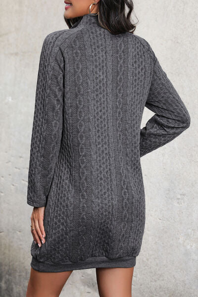 Cable-Knit Mock Neck Dress - Premium   - Just $39.96! Shop now at LACEDUPED