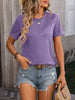 Heathered Round Neck Short Sleeve T-Shirt - Premium   - Just $31.95! Shop now at LACEDUPED