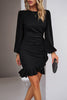 Ruched Ruffled Balloon Sleeve Mini Dress - Premium   - Just $40.95! Shop now at LACEDUPED