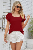 Square Neck Flutter Sleeve T-Shirt - Premium   - Just $31.95! Shop now at LACEDUPED