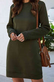 Round Neck Long Sleeve Mini Dress with Pockets - Premium   - Just $28.95! Shop now at LACEDUPED