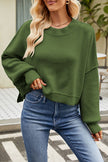 Round Neck Dropped Shoulder Sweater - Premium   - Just $68.95! Shop now at LACEDUPED