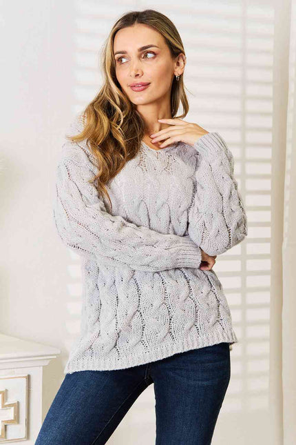 Woven Right Cable-Knit Hooded Sweater - Premium   - Just $55.95! Shop now at LACEDUPED