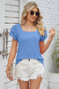 Square Neck Flutter Sleeve T-Shirt - Premium   - Just $31.95! Shop now at LACEDUPED