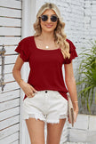 Square Neck Flutter Sleeve T-Shirt - Premium   - Just $31.95! Shop now at LACEDUPED