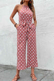 Polka Dot Grecian Wide Leg Jumpsuit - Premium   - Just $43.95! Shop now at LACEDUPED