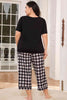 V-Neck Tee and Plaid Cropped Pants Lounge Set - Premium   - Just $50.95! Shop now at LACEDUPED