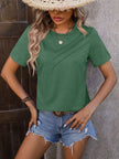 Heathered Round Neck Short Sleeve T-Shirt - Premium   - Just $31.95! Shop now at LACEDUPED