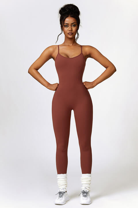 Open Back Spaghetti Strap Sports Jumpsuit - Premium   - Just $58.95! Shop now at LACEDUPED