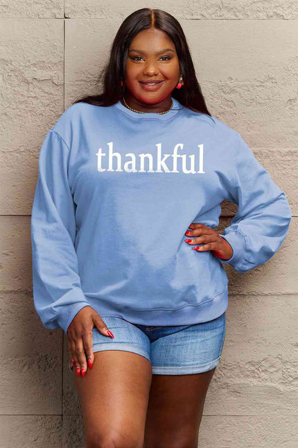 Simply Love Full Size THANKFUL Graphic Sweatshirt - Premium   - Just $48.95! Shop now at LACEDUPED