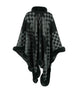 Checkered Faux Fur Trim Poncho - Premium   - Just $69.95! Shop now at LACEDUPED