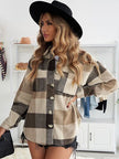 Plaid Button Up Dropped Shoulder Jacket - Premium   - Just $79.95! Shop now at LACEDUPED