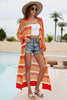 Striped Open Front Side Slit Duster Cover Up - Premium   - Just $60.95! Shop now at LACEDUPED