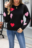 Heart Round Neck Droppped Shoulder Sweater - Premium   - Just $53.95! Shop now at LACEDUPED