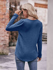 Double Take Pleated Detail Curved Hem Long Sleeve Top - Premium   - Just $36.95! Shop now at LACEDUPED