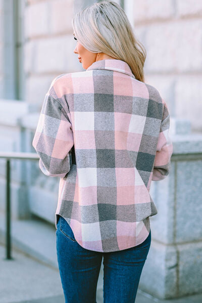 Plaid Button Up Dropped Shoulder Jacket - Premium   - Just $79.95! Shop now at LACEDUPED