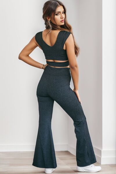 Ruched Cutout Tank and Slit Pants Set - Premium   - Just $62.95! Shop now at LACEDUPED