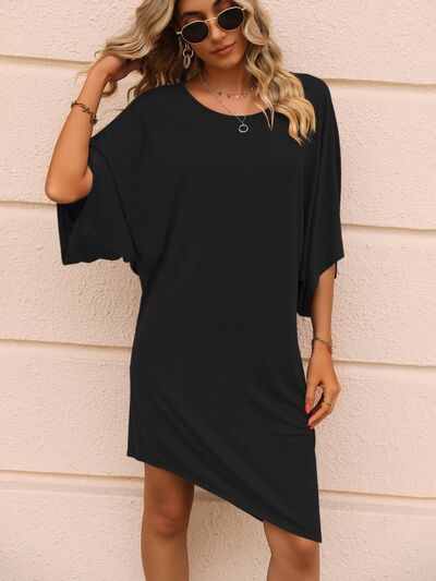 Round Neck Three-Quarter Sleeve Tee Dress - Premium   - Just $32.95! Shop now at LACEDUPED