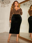 Plus Size Surplice Neck Long Sleeve Slit Dress - Premium   - Just $47.95! Shop now at LACEDUPED