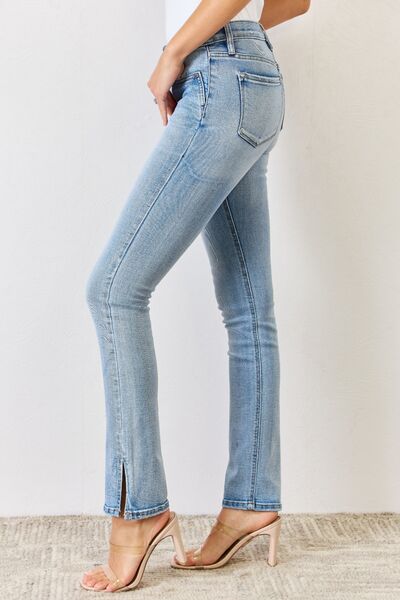 Kancan Full Size Mid Rise Y2K Slit Bootcut Jeans - Premium   - Just $105.95! Shop now at LACEDUPED