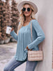 Double Take Pleated Detail Curved Hem Long Sleeve Top - Premium   - Just $36.95! Shop now at LACEDUPED