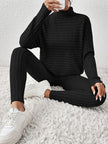 Ribbed Turtleneck Top and Pants Set - Premium   - Just $54.95! Shop now at LACEDUPED