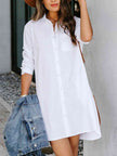 Button Up Collared Neck Long Sleeve Shirt Dress - Premium   - Just $34.36! Shop now at LACEDUPED